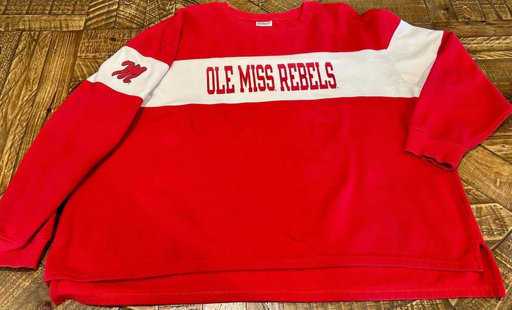 Hanes Ole Miss Rebels Sweatshirt Size 2XL Red White College Apparel